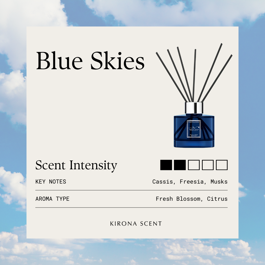 [KIRONA SCENT] Luxe Blue Reed Diffuser 110ml | Scents for Home Toilet Office Bedroom Living Room | Aromatherapy Fragrance Decor Gifts