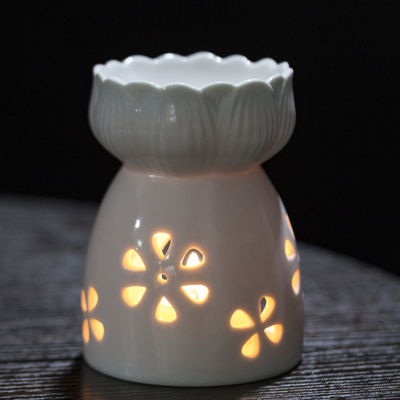 SG Ceramic Aroma Spa Warmer Lotus Design Large Essential Oil Burner Diffuser with Tea Light Holder