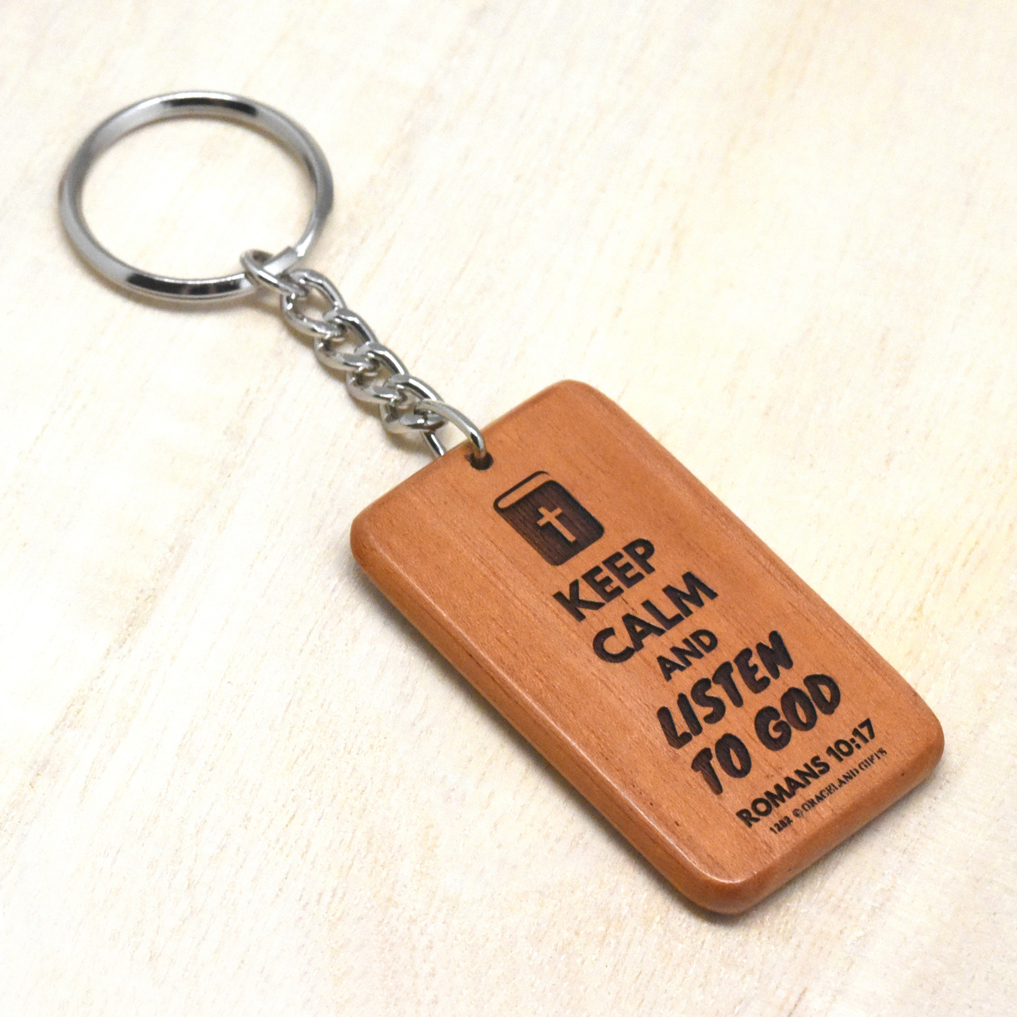 Keyring with Keep Calm Motivational Sayings | Laser Engraving | Solid Mahogany Wood Keychain | GracelandGifts