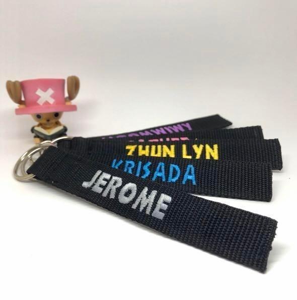 [SG LOCAL] Personalised Keychain with Embroidery Names Bag Tag Customise Keychain with Name Present Gift