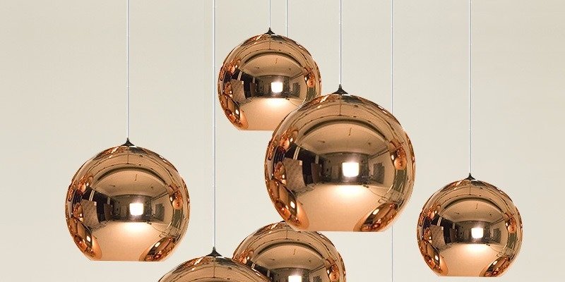 Dpg Lighting Modern Classic Fashion Tom Dixon Glass Copper Mirror Shade Ball Lights 15cm E27 Led Pendant Lamps For Dining Rooms