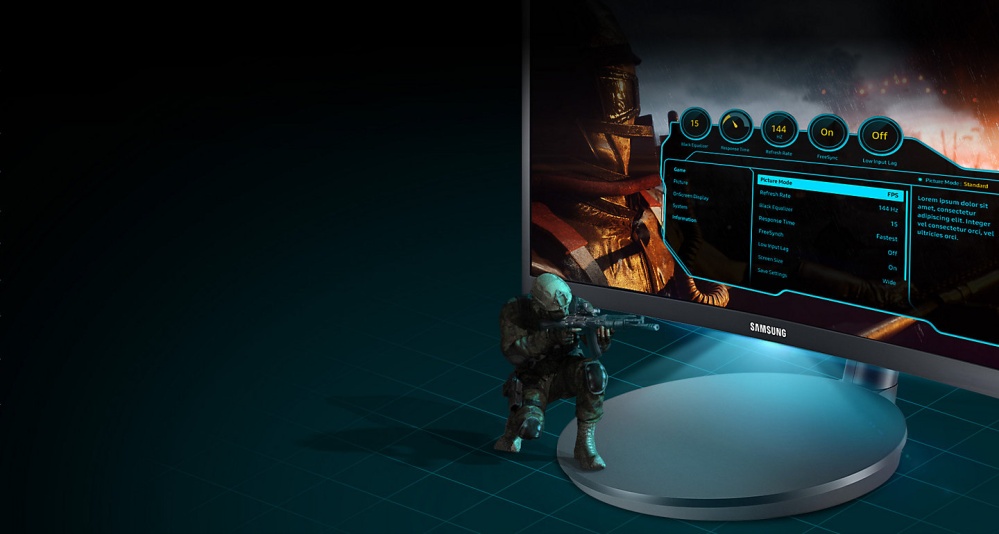 Game-style OSD menu and Sound interactive LED Lighting adds to the fun