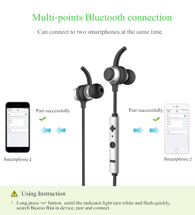 Baseus B16 Comma Sport IPX4 Wired Control TPE In-Ear Wireless Bluetooth Earphone Headphone
