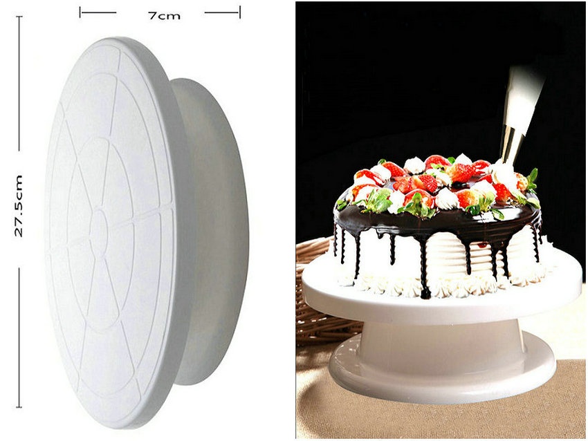 Turnable Rotating Revolving Birthday Cake Plate Turntable Cake Decorating Stand 