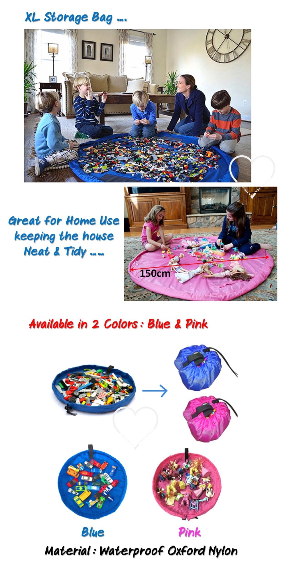Extra Large Toy Storage Bag Blue Lazada Singapore