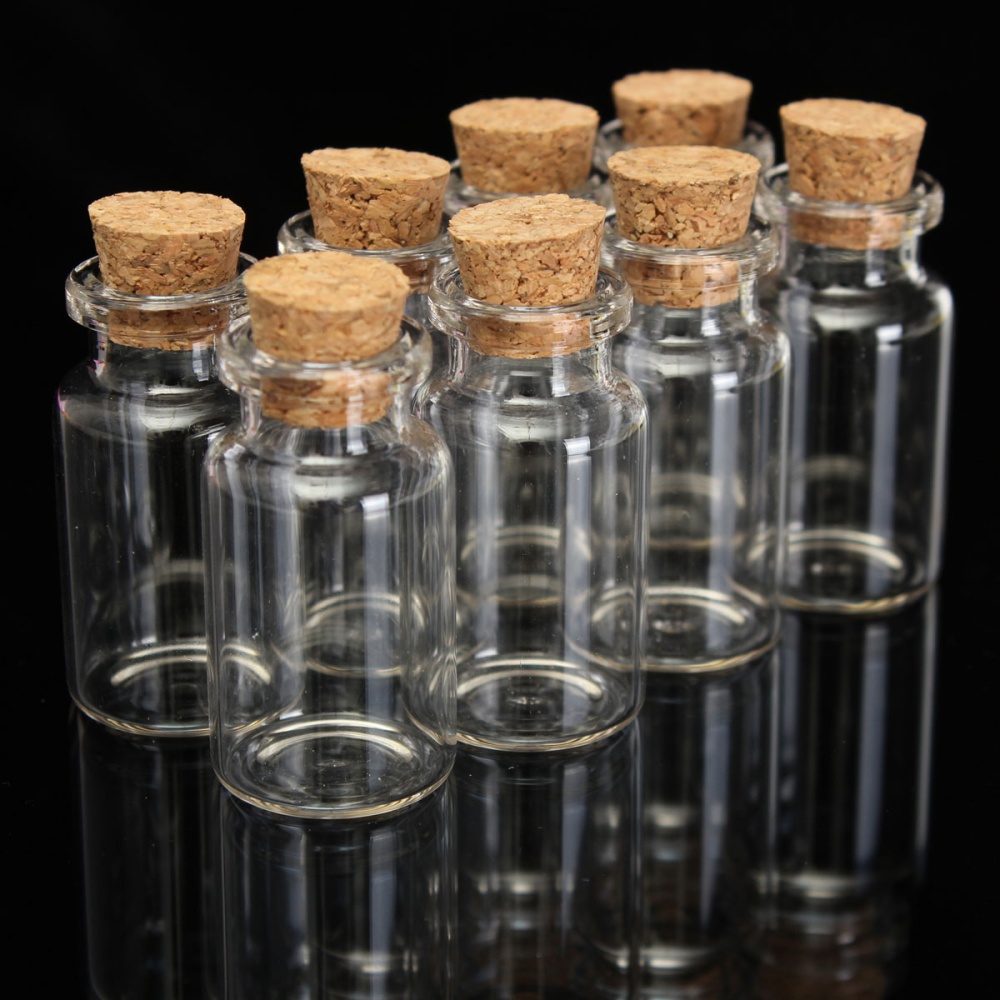 12ml 45 x 24mm Small Clear Empty Mini Cork Stopper Glass Bottles Vials