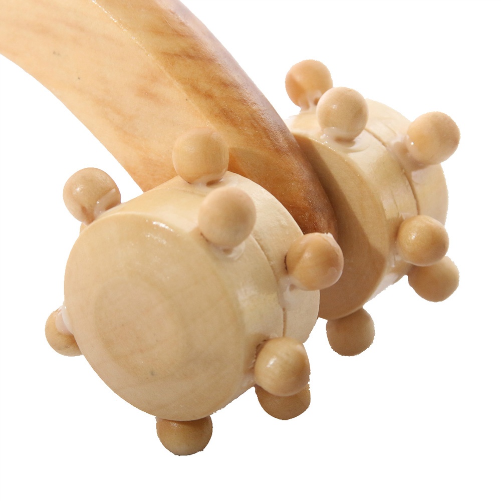 Wooden Hand Held 4 Wheel Body Back Massage Roller Massager Acupressure