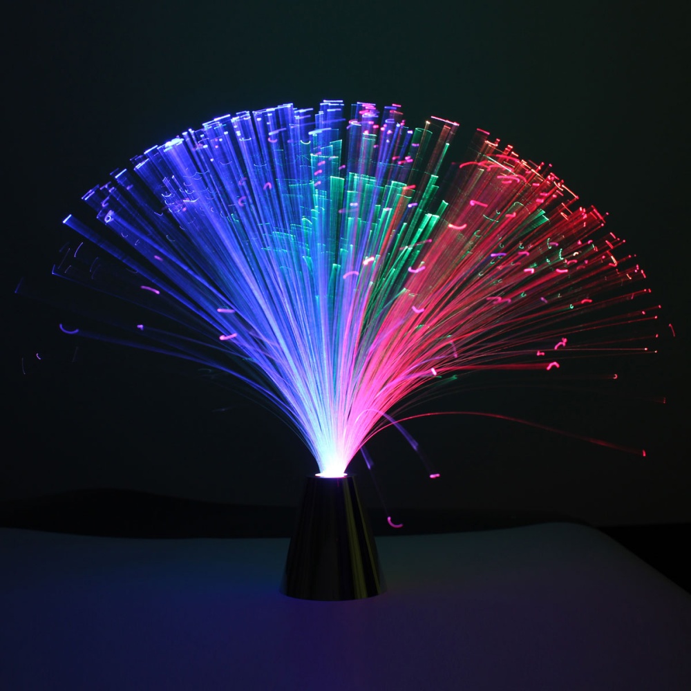 LED Multi Colour Changing Fibre Optic Fountain Night Light Lamp Home ...