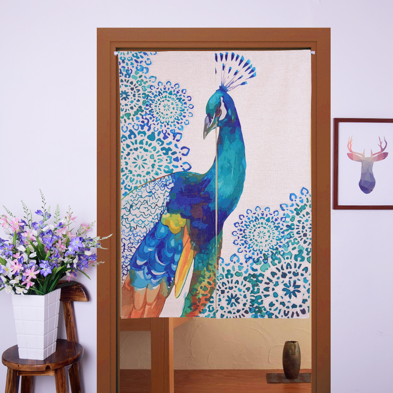 Japanese Noren Style Door Curtain 85x90cm Blue Peacock Lazada