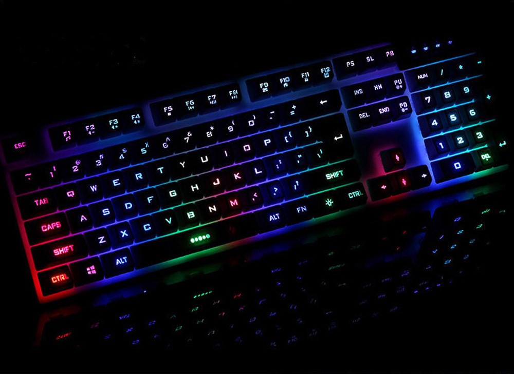 USB Wired Illuminated Colorful LED Backlight Metal Gaming Keyboard BK ...