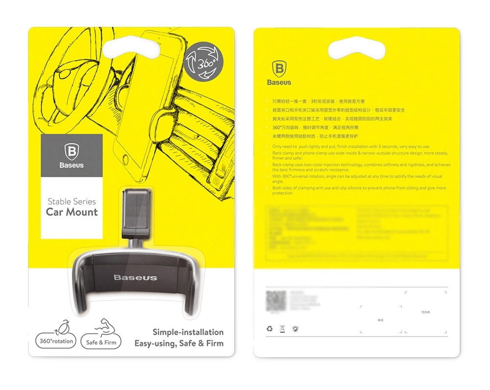 Baseus Stable Series Car Mount Holder Stand Cradle 360 Degree Rotation