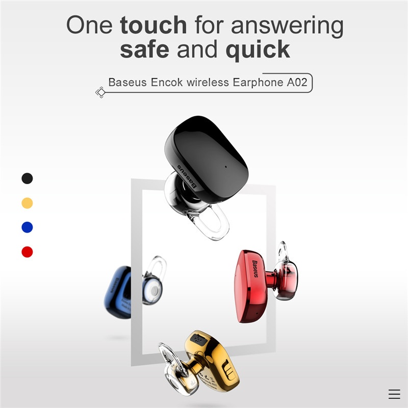 BASEUS Encok A02 Mini Light Weight Wireless Bluetooth V4.1 Earphone Unilateral Hands-free Headphone