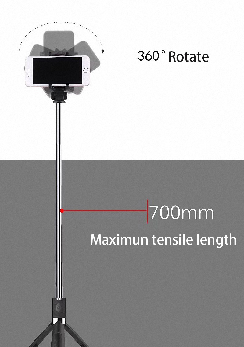 Bakeey L01 360 Degree Rotatable Extendable Tripod Selfie Stick with Bluetooth Remote Control 