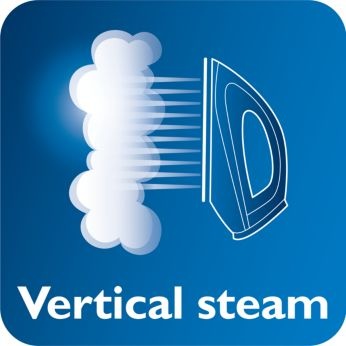 Vertical steam for crease removal in hanging fabrics