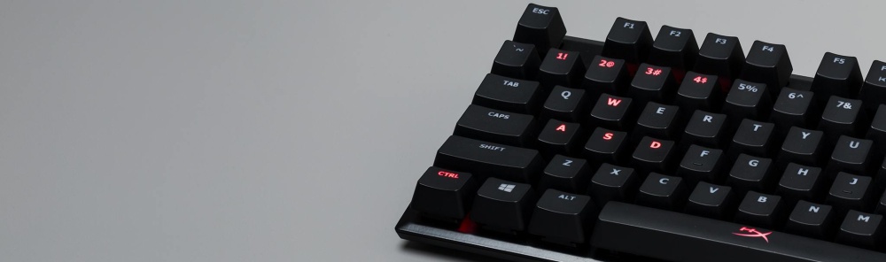 HyperX red backlit keys with dynamic lighting effects HyperX red backlit keys with dynamic lighting effects